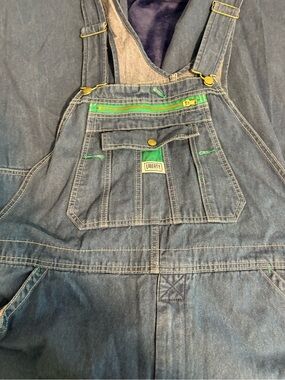 liberty Men's Dark Blue Denim Overalls with Green Trim